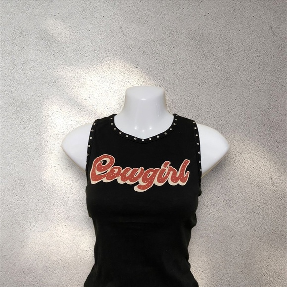 Darling Blue Black "Cowgirl" Studded Tank - Picture 2 of 4